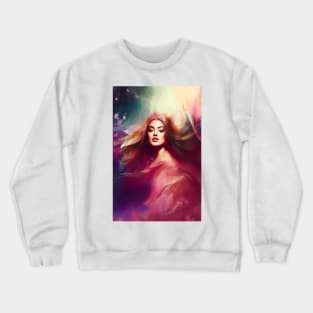 Beautiful Woman in Warm Abstract Color Swirl Crewneck Sweatshirt